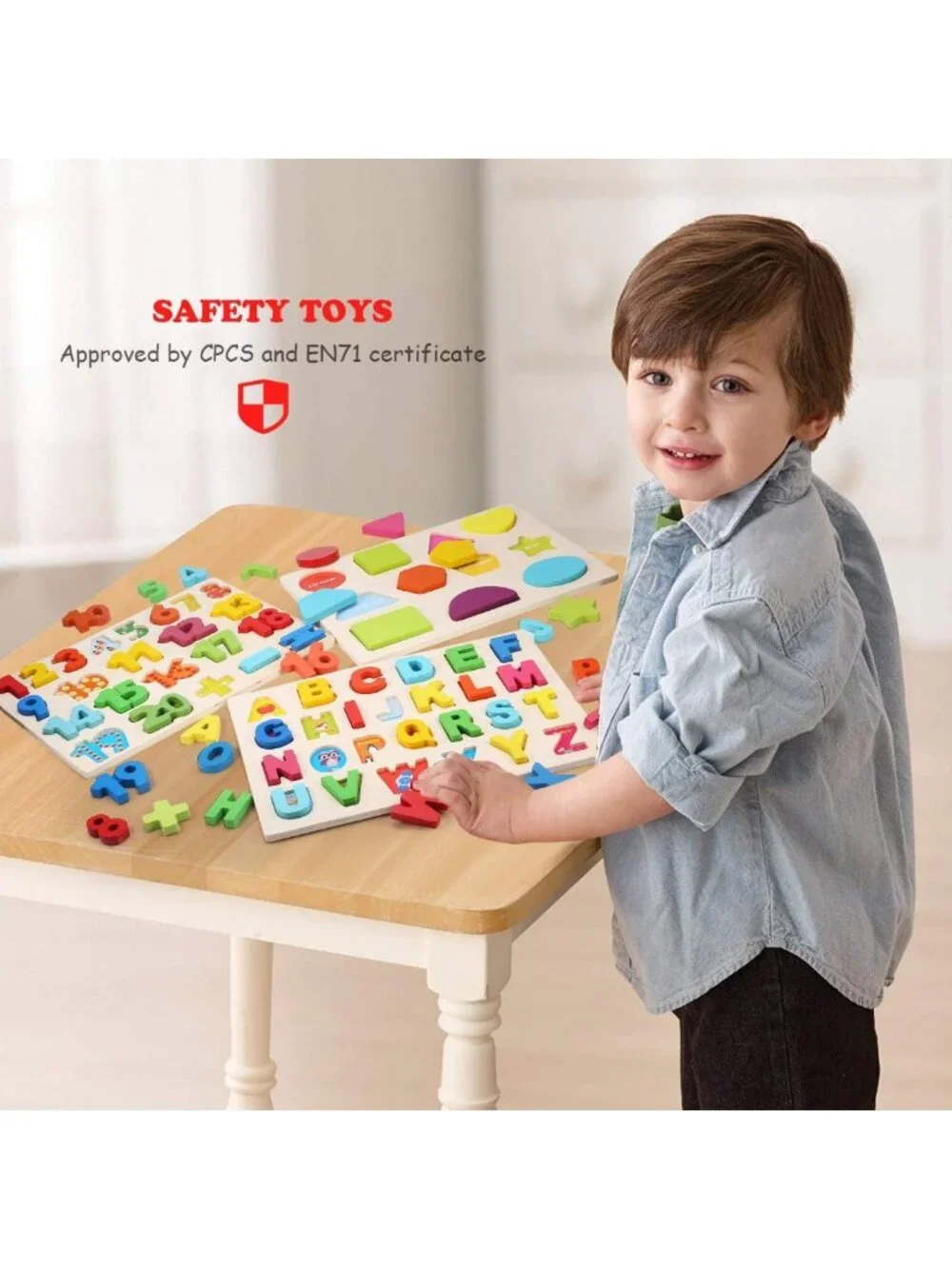 Montessori Wooden Alphabet & Number Puzzle for Toddlers, Educational Jigsaw Toy